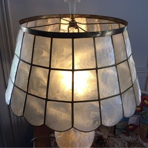 Large Capiz Shell Lamp Shade Vintage Mid-Century Table Pendant Hanging